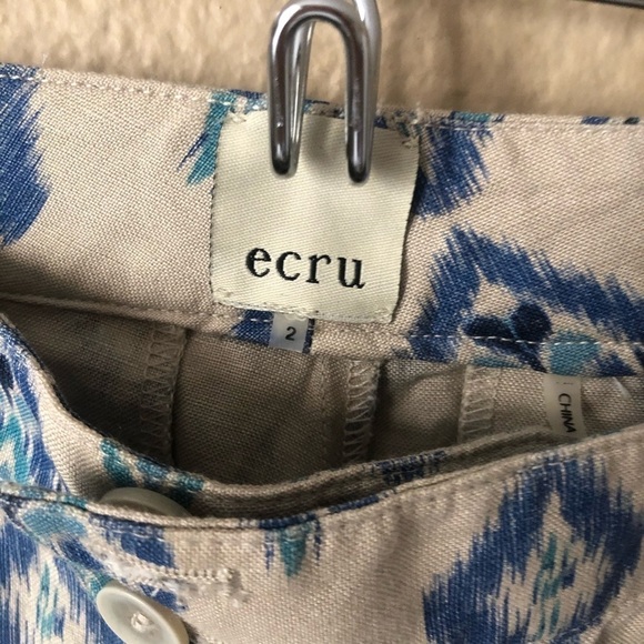 Ecru ikat rice pant linen blend size 2 - Picture 2 of 5